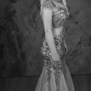 Sherri Hill Mermaid beaded Turquoise Pageant dress